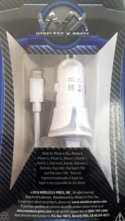 Apple Lightning Car Charger + extra USB slot for charging 2 devices (MFI Certified)