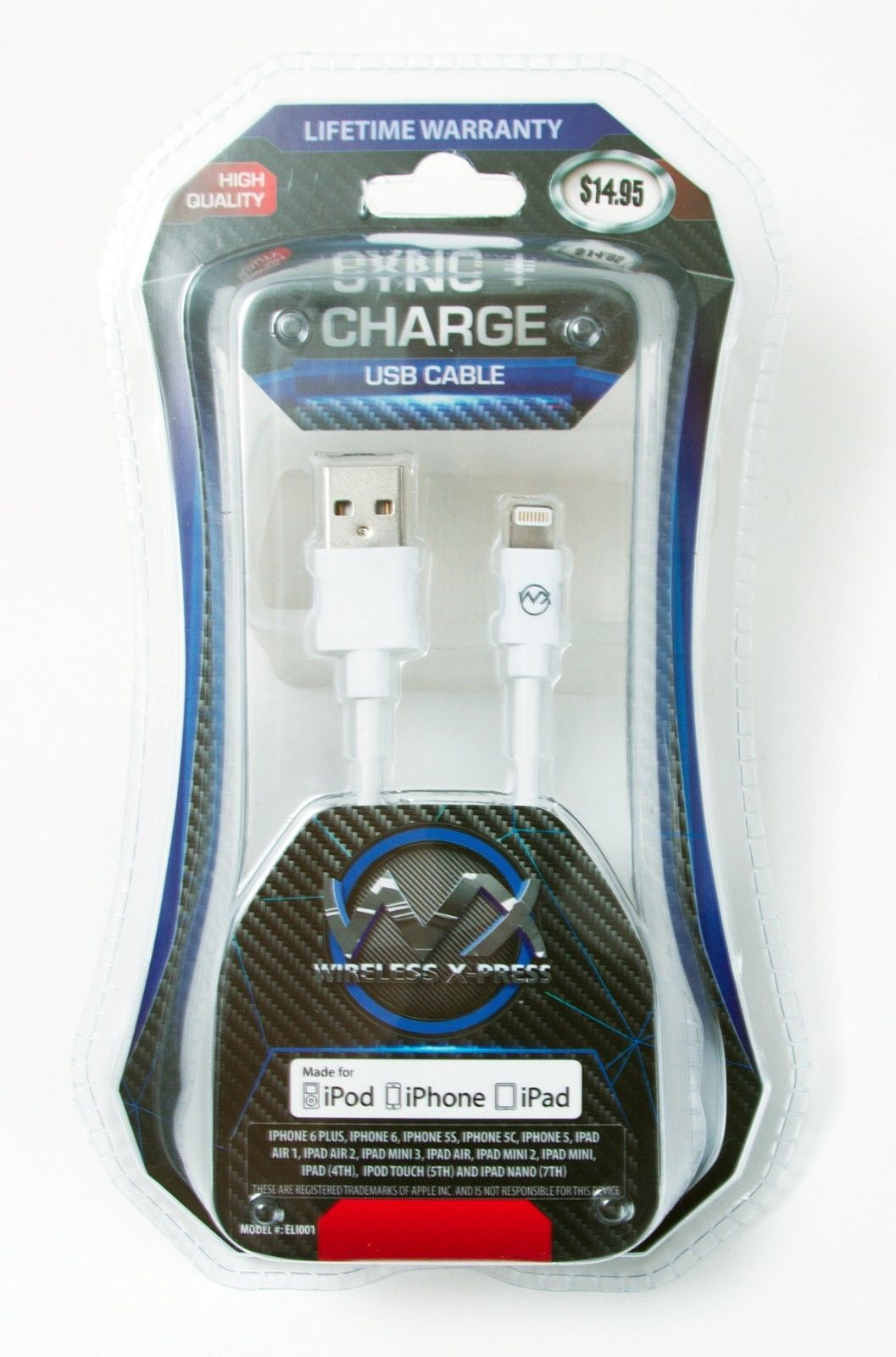 Câble Synchro et Charge USBC / Lightning Apple blanc 3A 1.2 m MFi